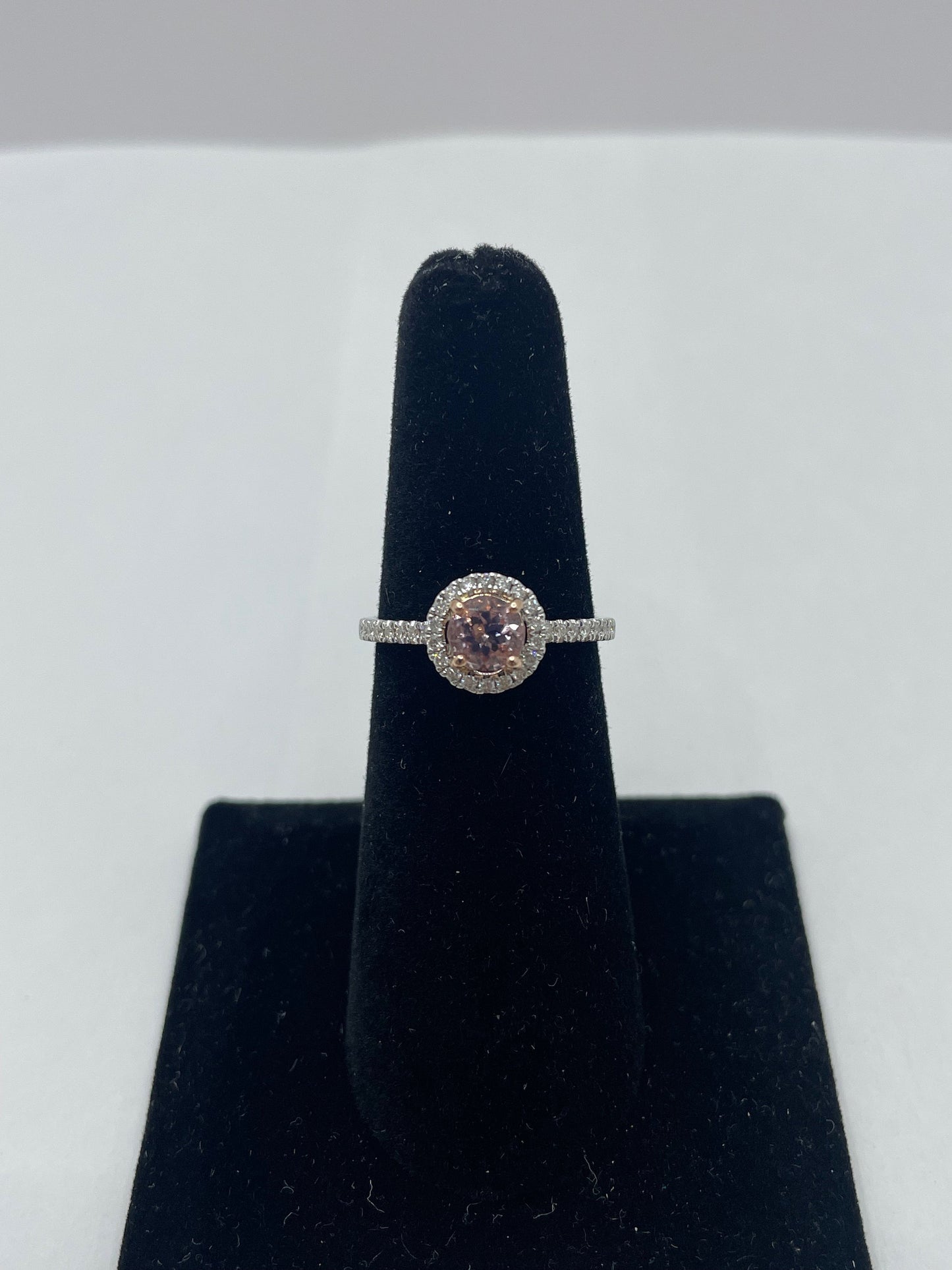 14k White Gold Morganite Diamond Ring