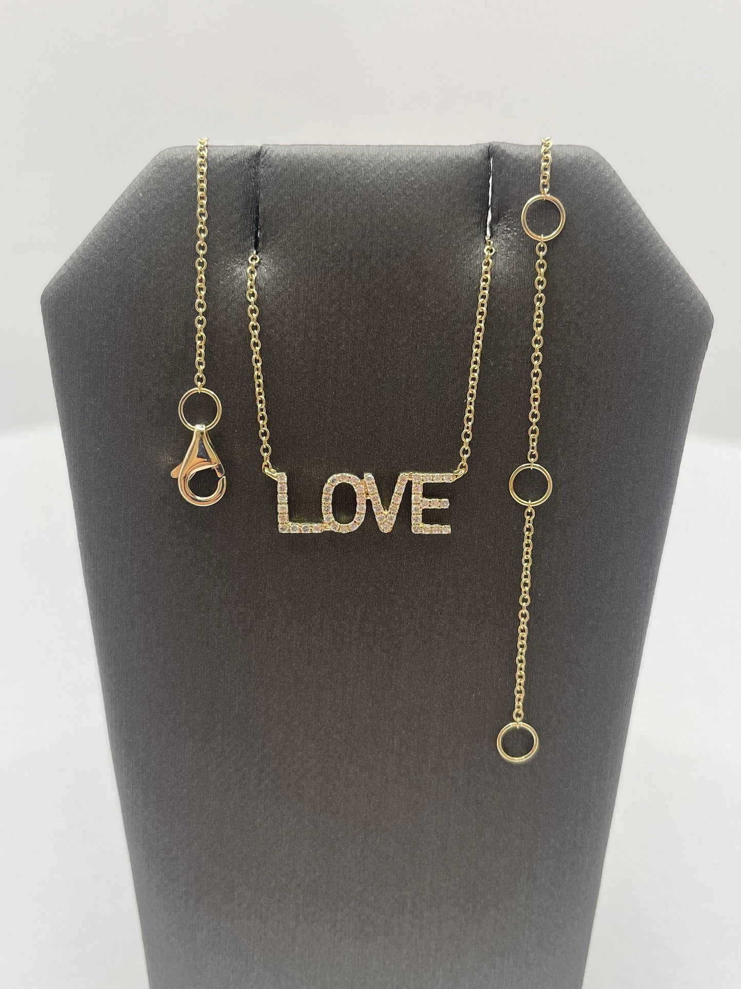 14k Yellow Gold Diamond Love Pendant