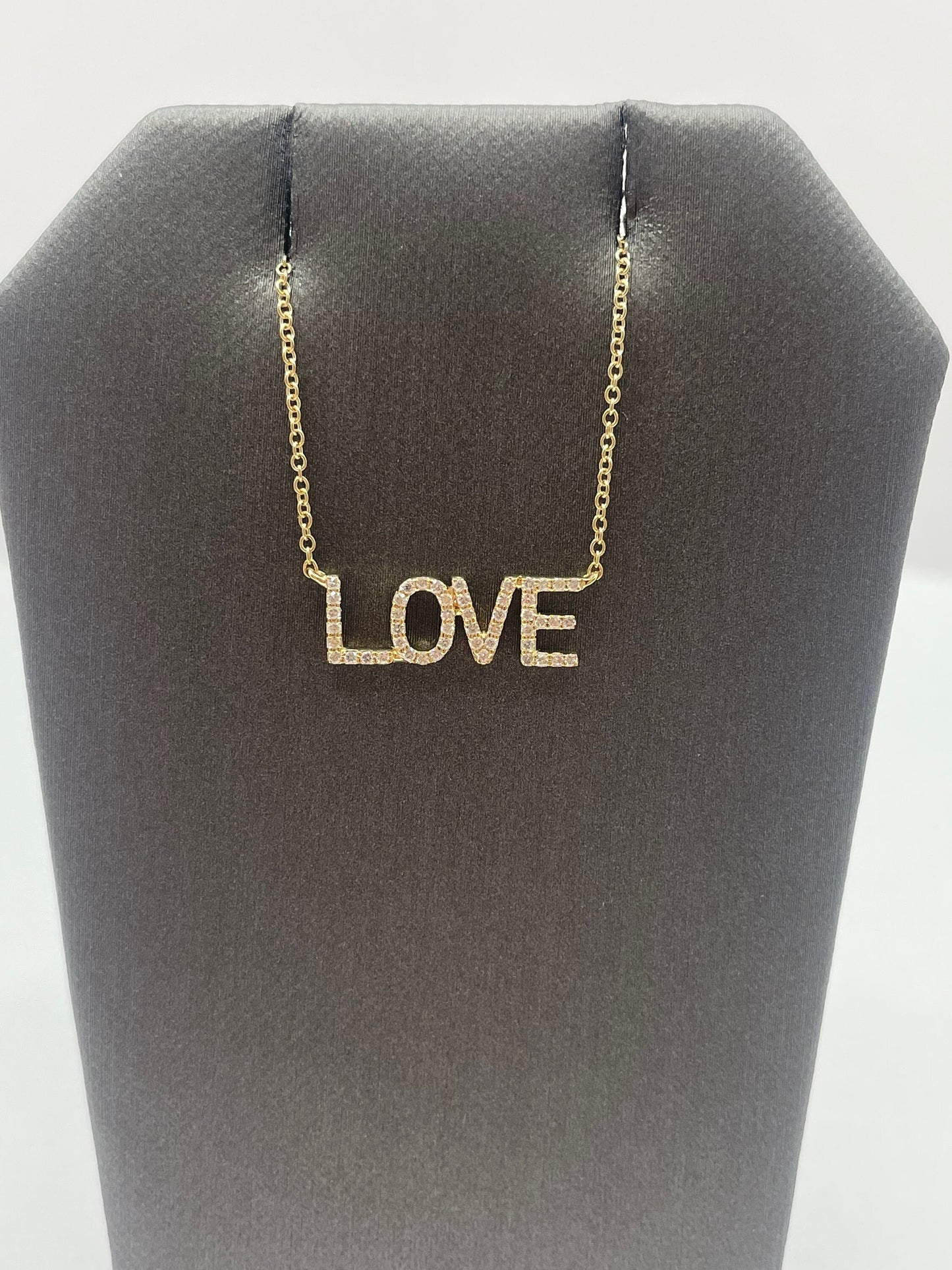 14k Yellow Gold Diamond Love Pendant