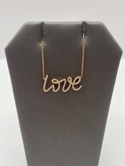 18k Rose Gold Diamond Love Pendant