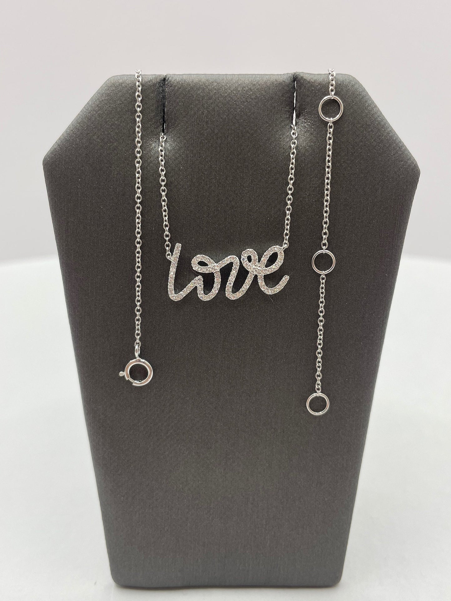 18k White Gold Diamond Love Pendant