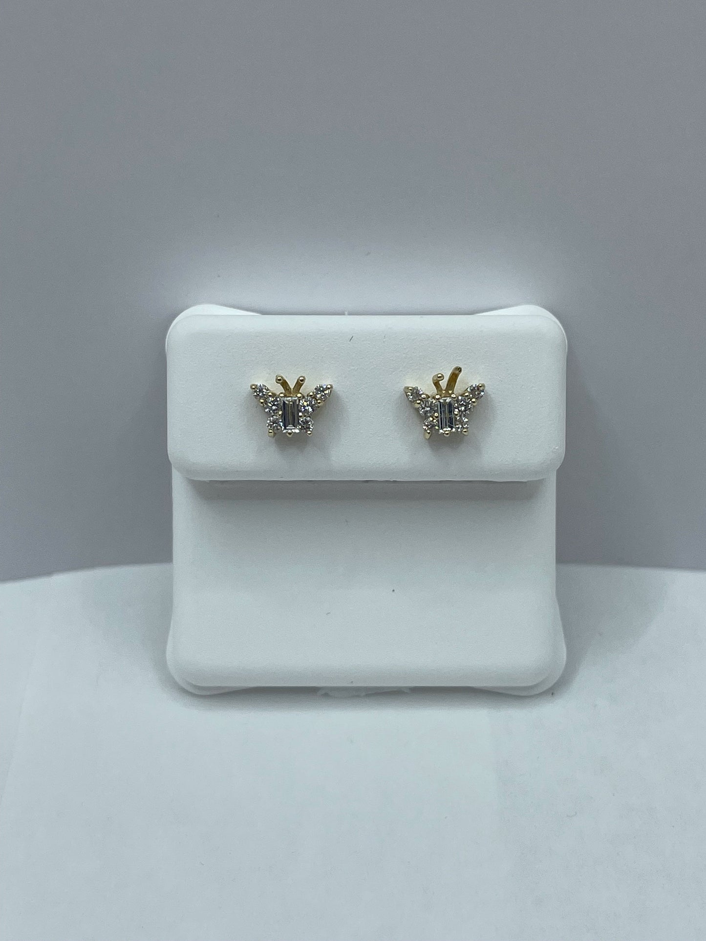 14k Yellow Gold Small Butterfly Diamond Earrings