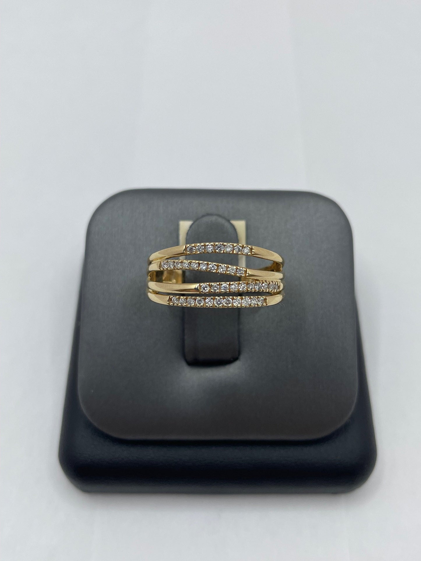 14k Yellow Gold 4 Way Split Diamond Ring