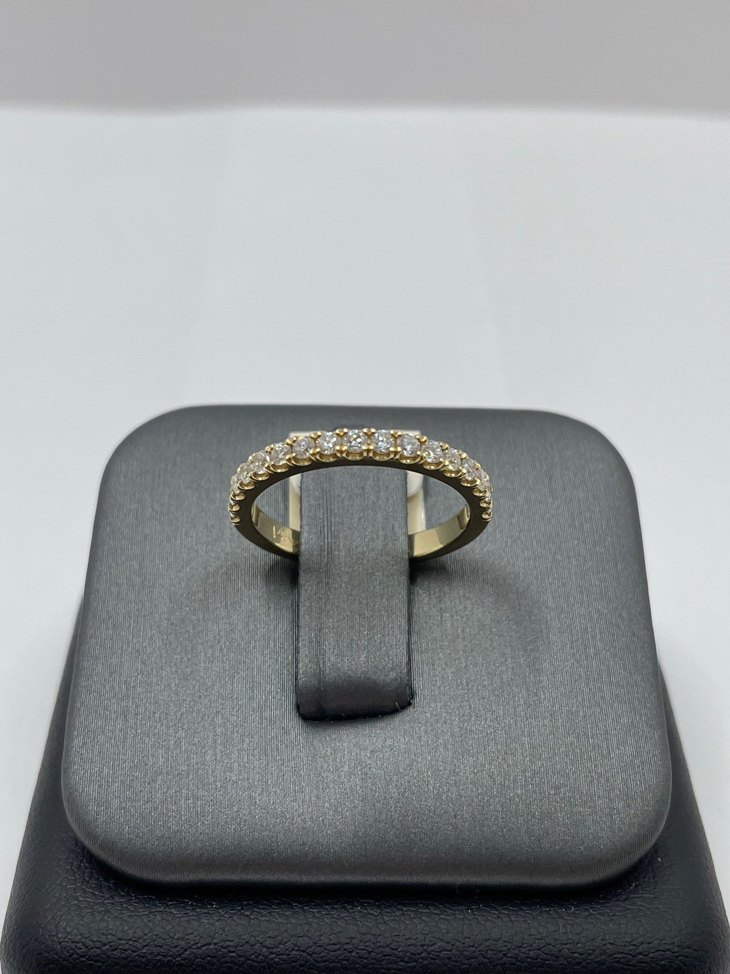 14k Yellow Gold Half-Way Diamond Band Ring