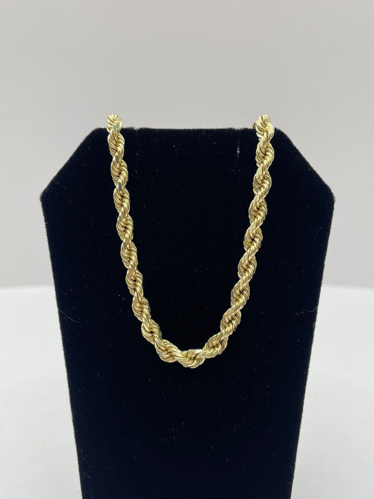 14k Yellow Gold Rope Link Chain 20 inch