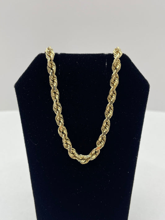 14k Yellow Gold Rope Link Chain 27.5 inch