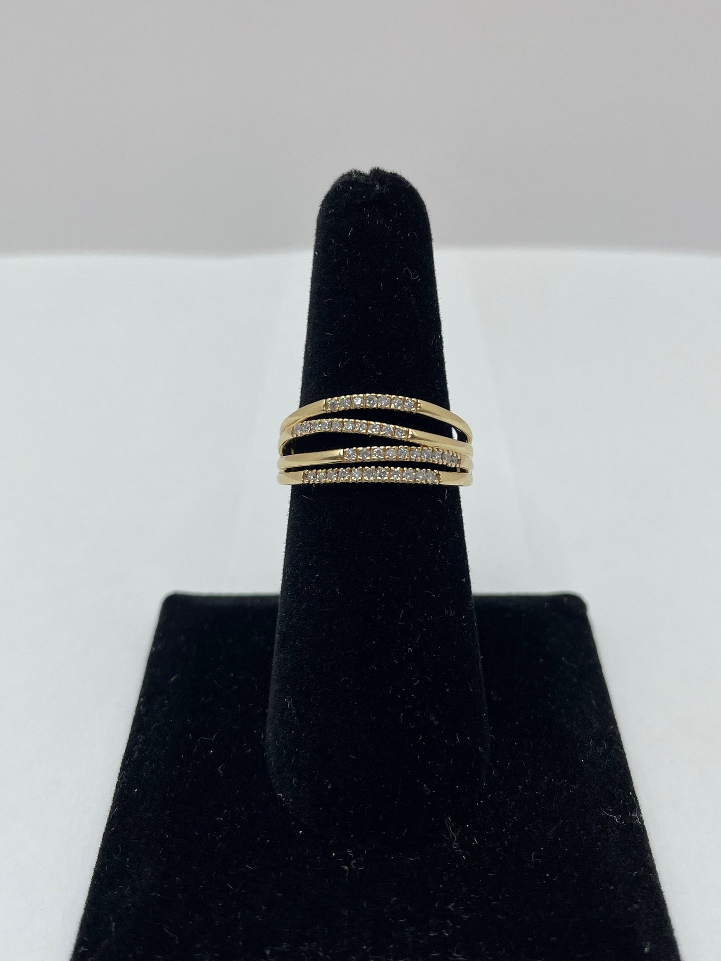 14k Yellow Gold 4 Way Split Diamond Ring