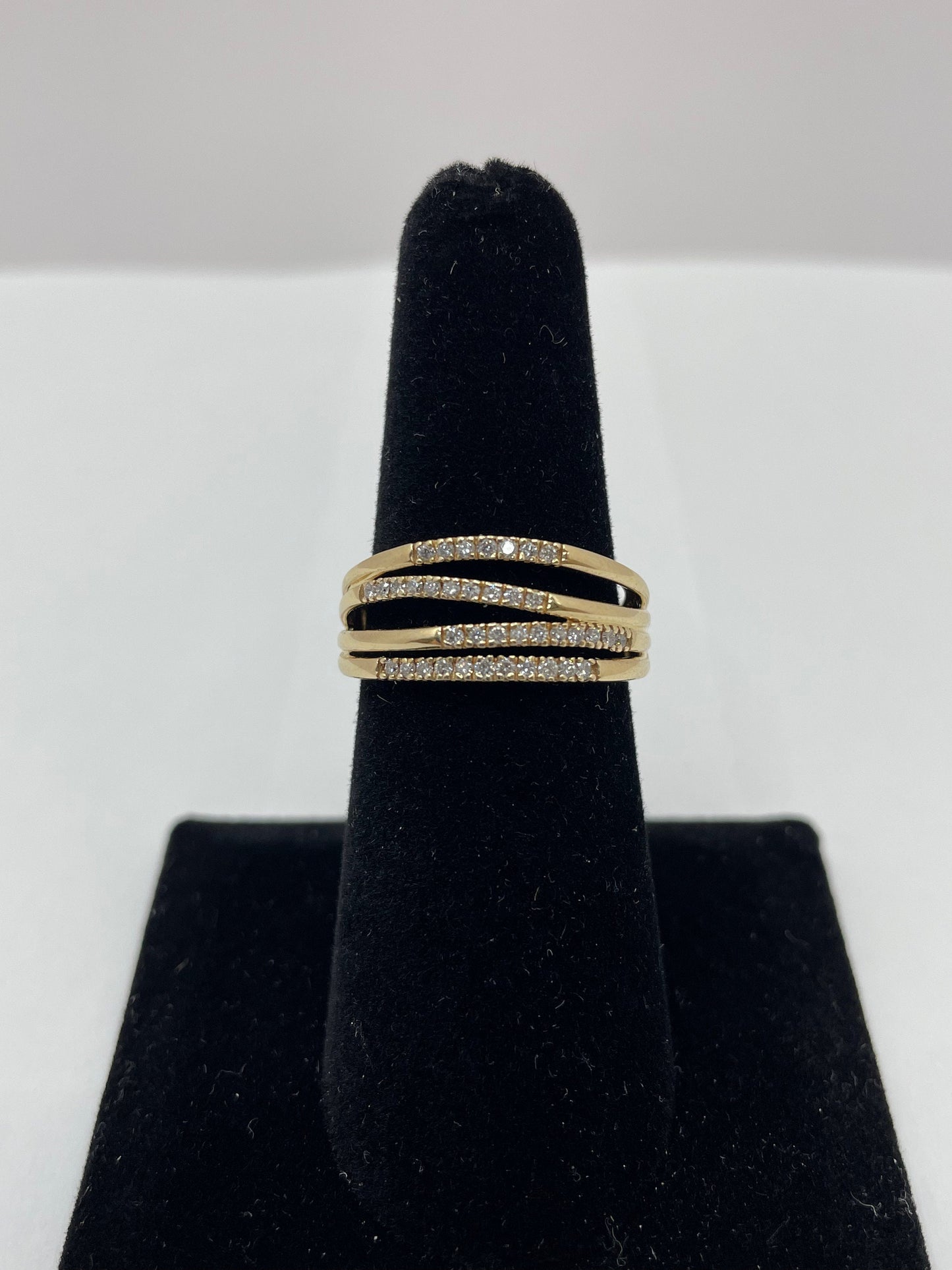 14k Yellow Gold 4 Way Split Diamond Ring