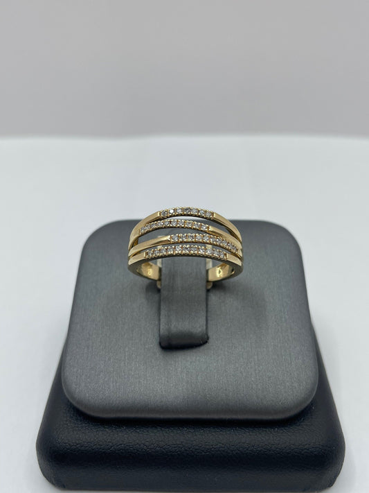 14k Yellow Gold 4 Way Split Diamond Ring