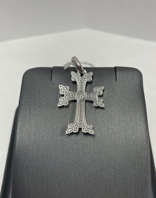 14k White Gold Small Armenian Cross Pendant