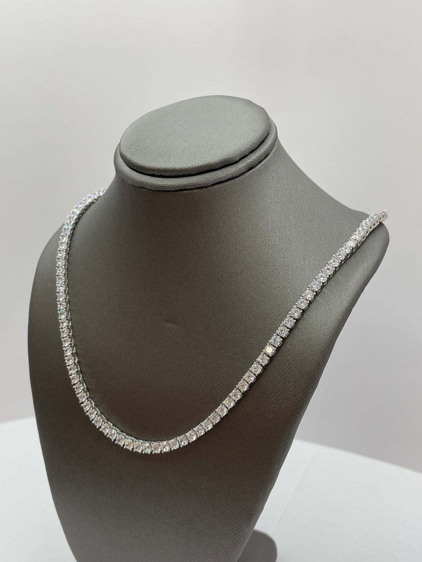 Cubic Zirconia Tennis Chain Necklace .925 Silver 18 inch