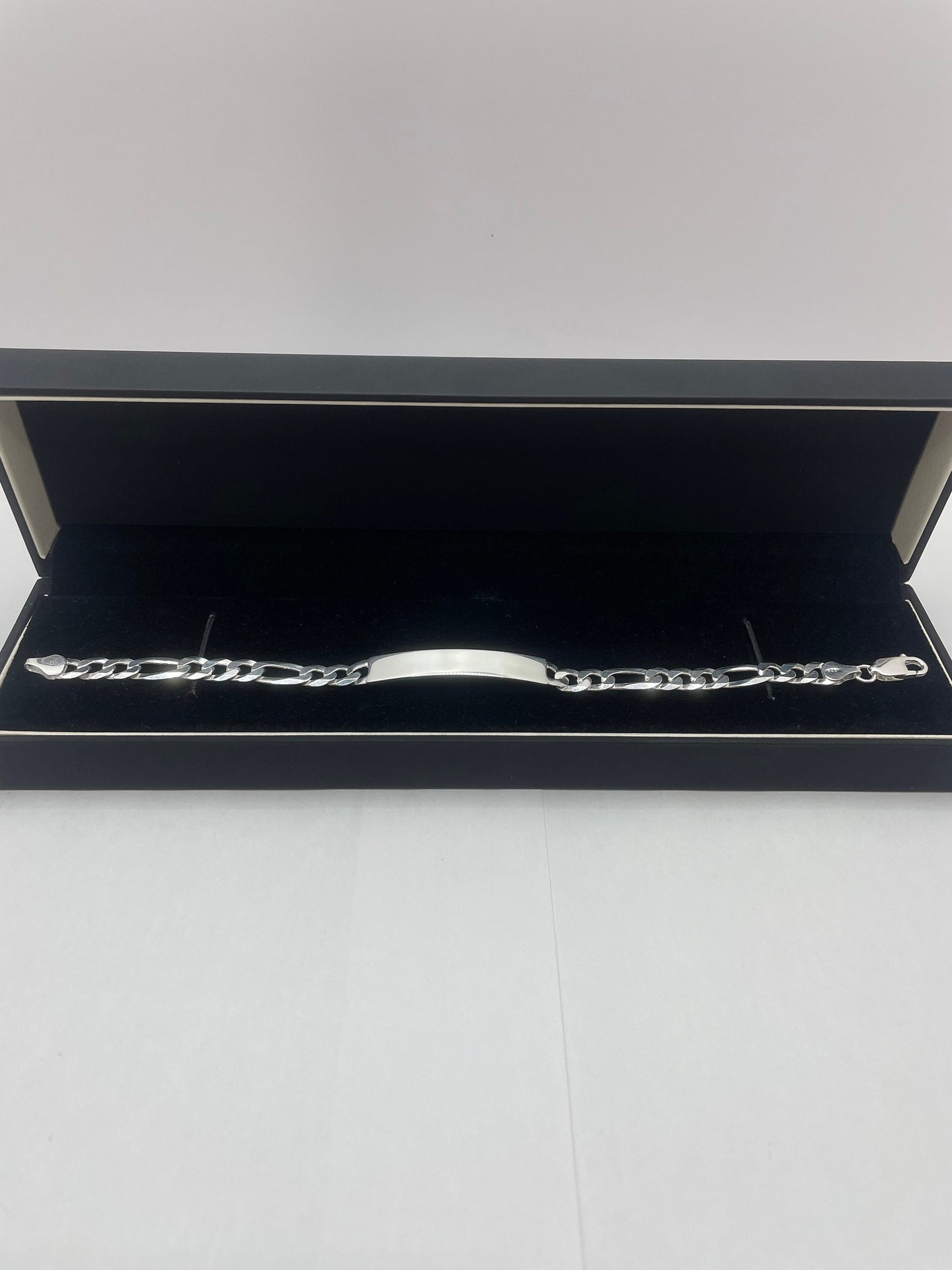 Figaro Link ID Bracelet .925 Silver 8 inch