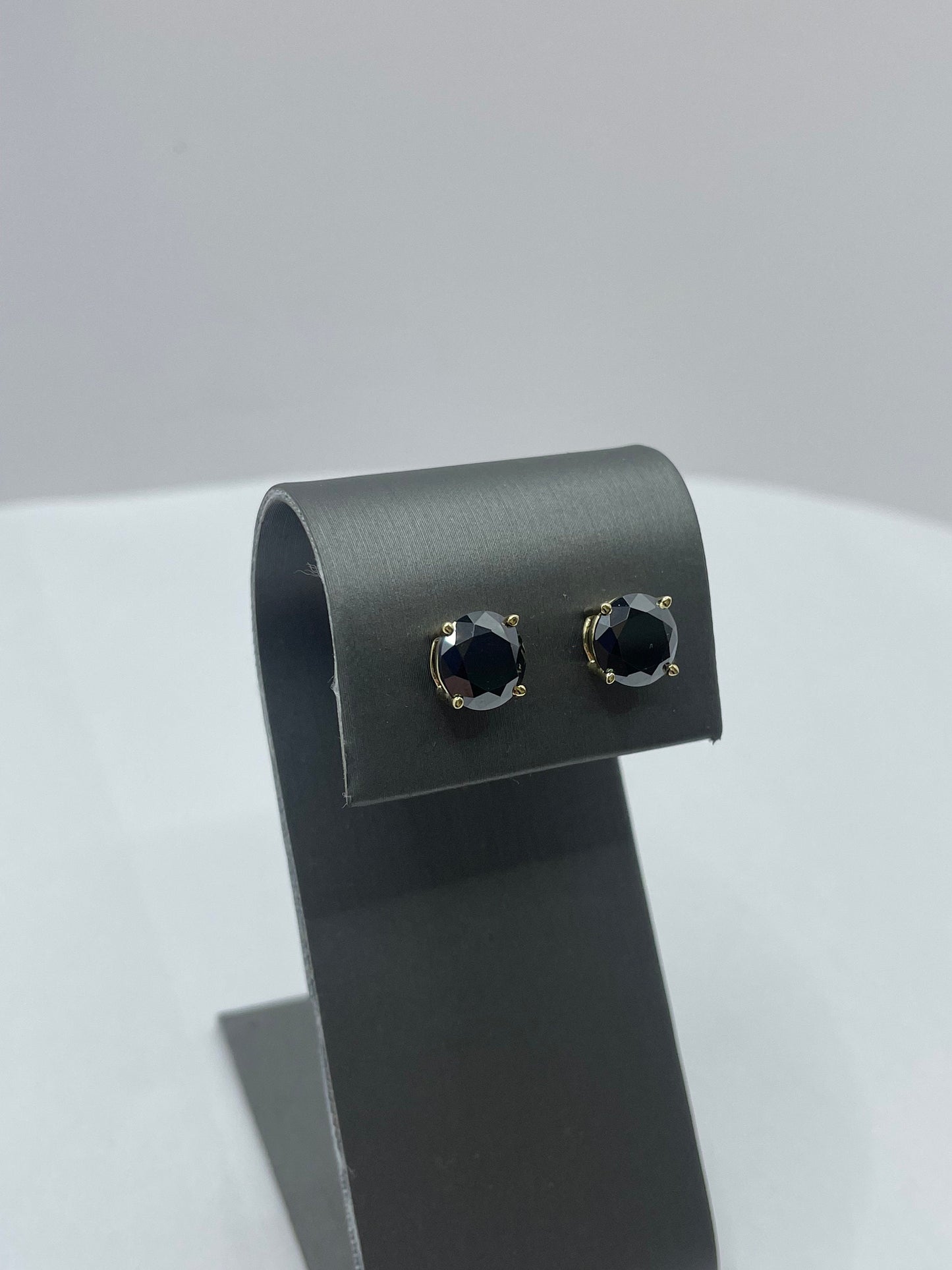 14k Yellow Gold Natural Black Diamond Earrings