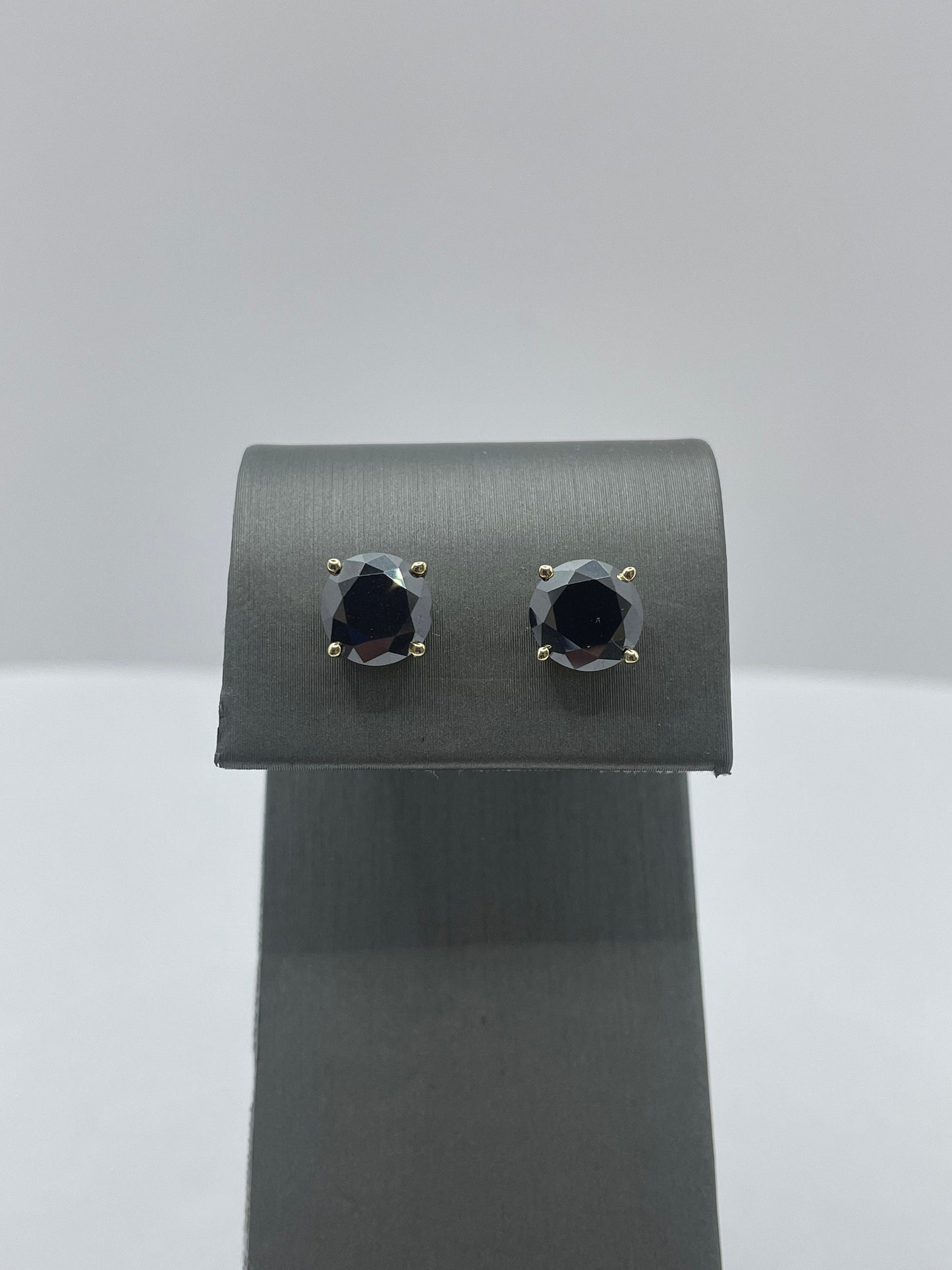 14k Yellow Gold Natural Black Diamond Earrings