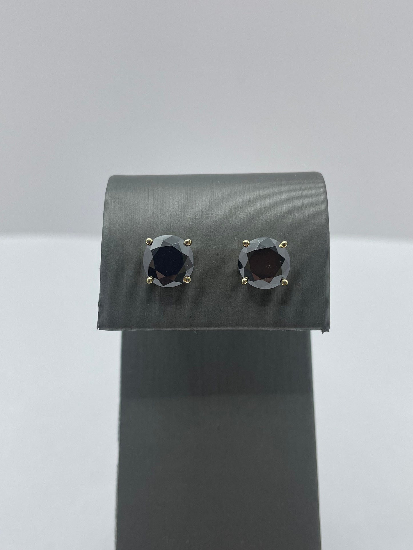 14k Yellow Gold Natural Black Diamond Earrings