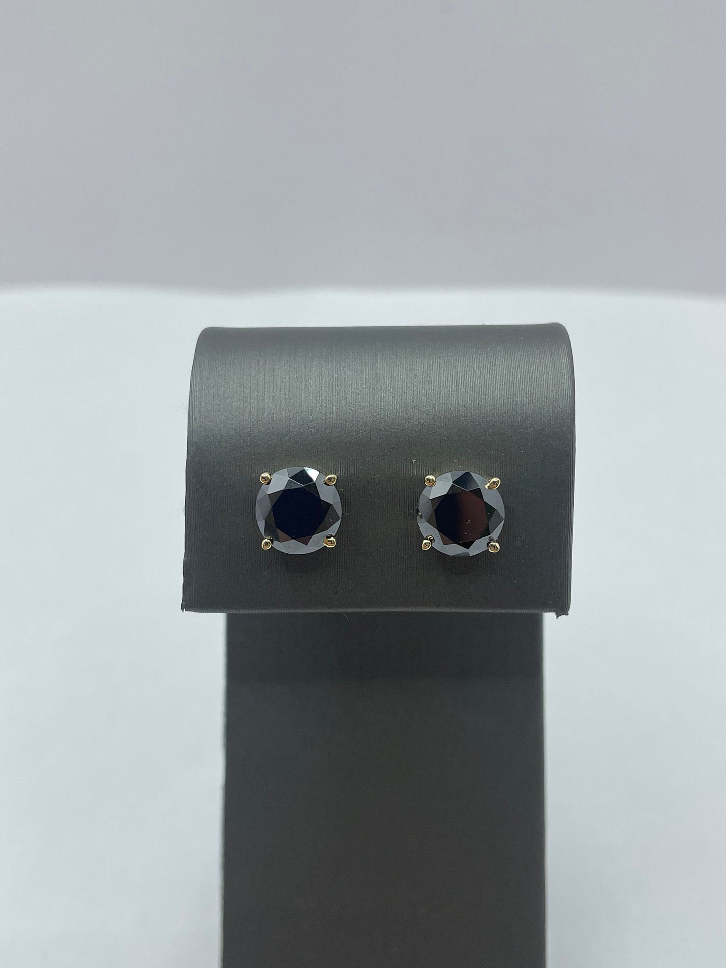 14k Yellow Gold Natural Black Diamond Earrings