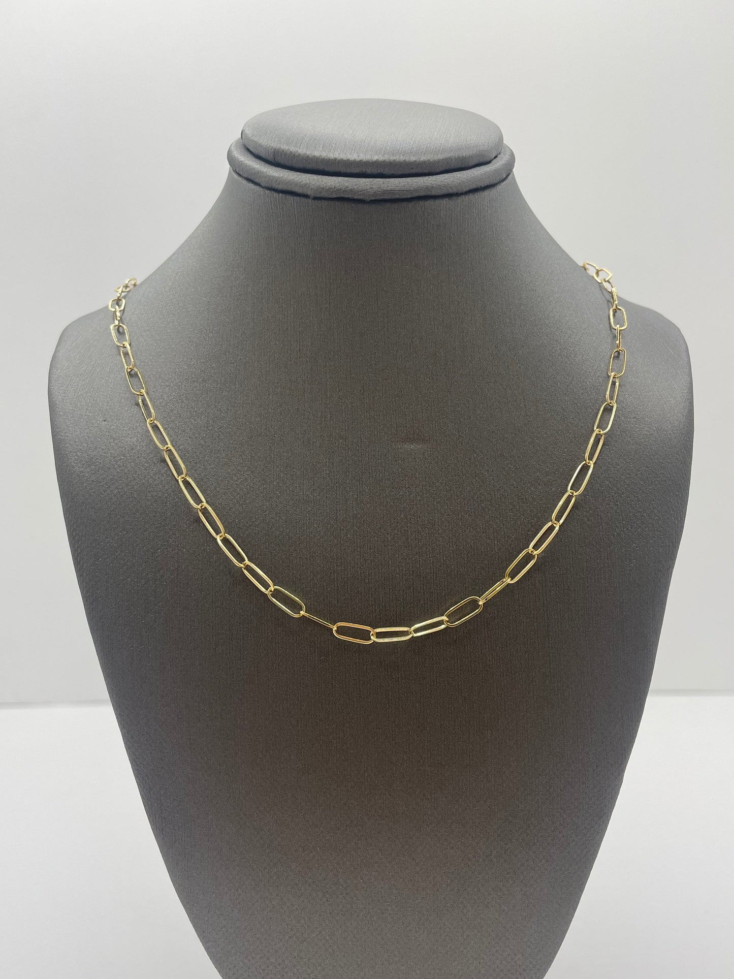 14k Yellow Gold Paper Clip Chain 18 inch