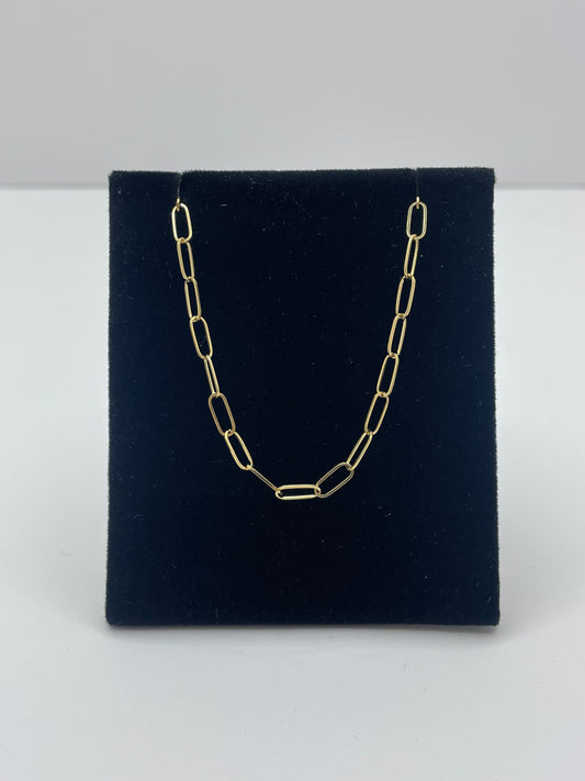 14k Yellow Gold Paper Clip Chain 18 inch