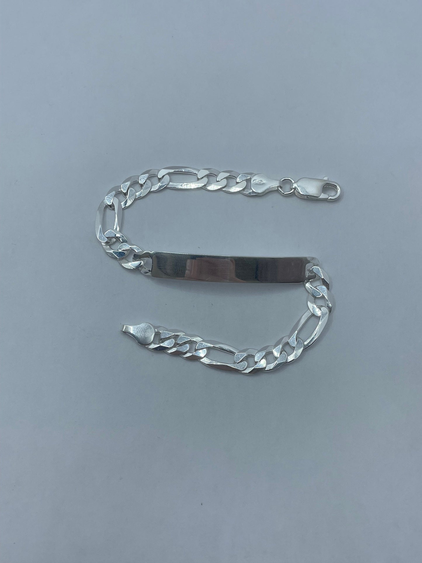 Figaro Link ID Bracelet .925 Silver 8 inch