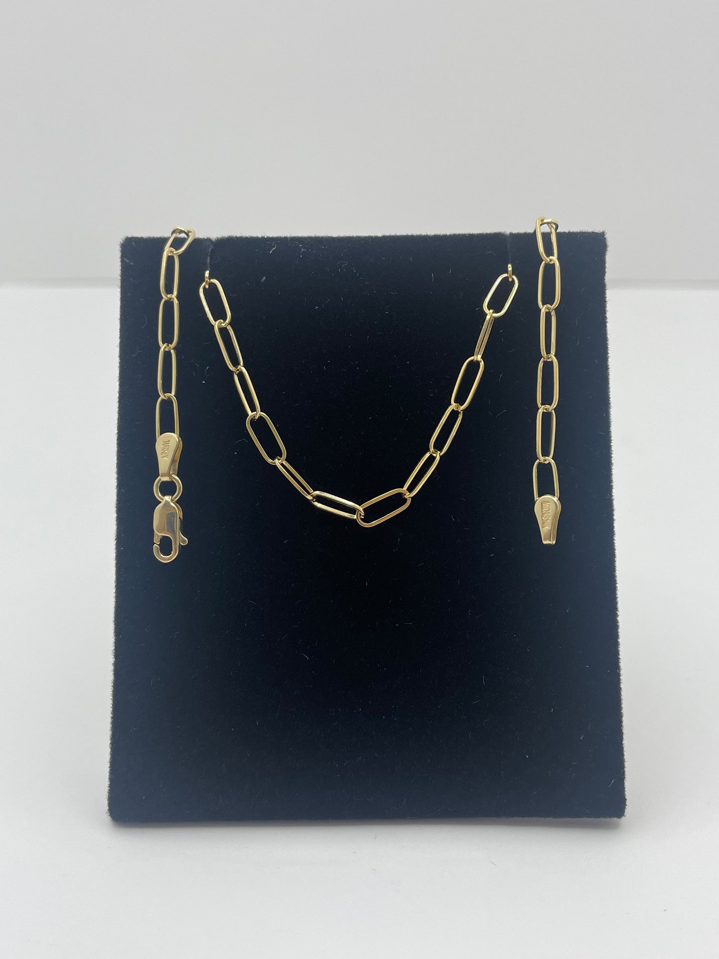 14k Yellow Gold Paper Clip Chain 18 inch