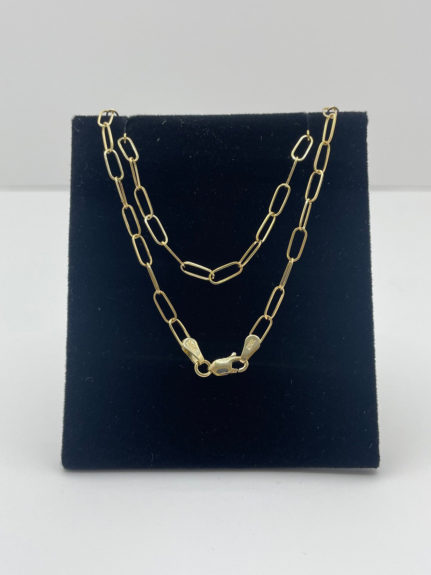 14k Yellow Gold Paper Clip Chain 18 inch