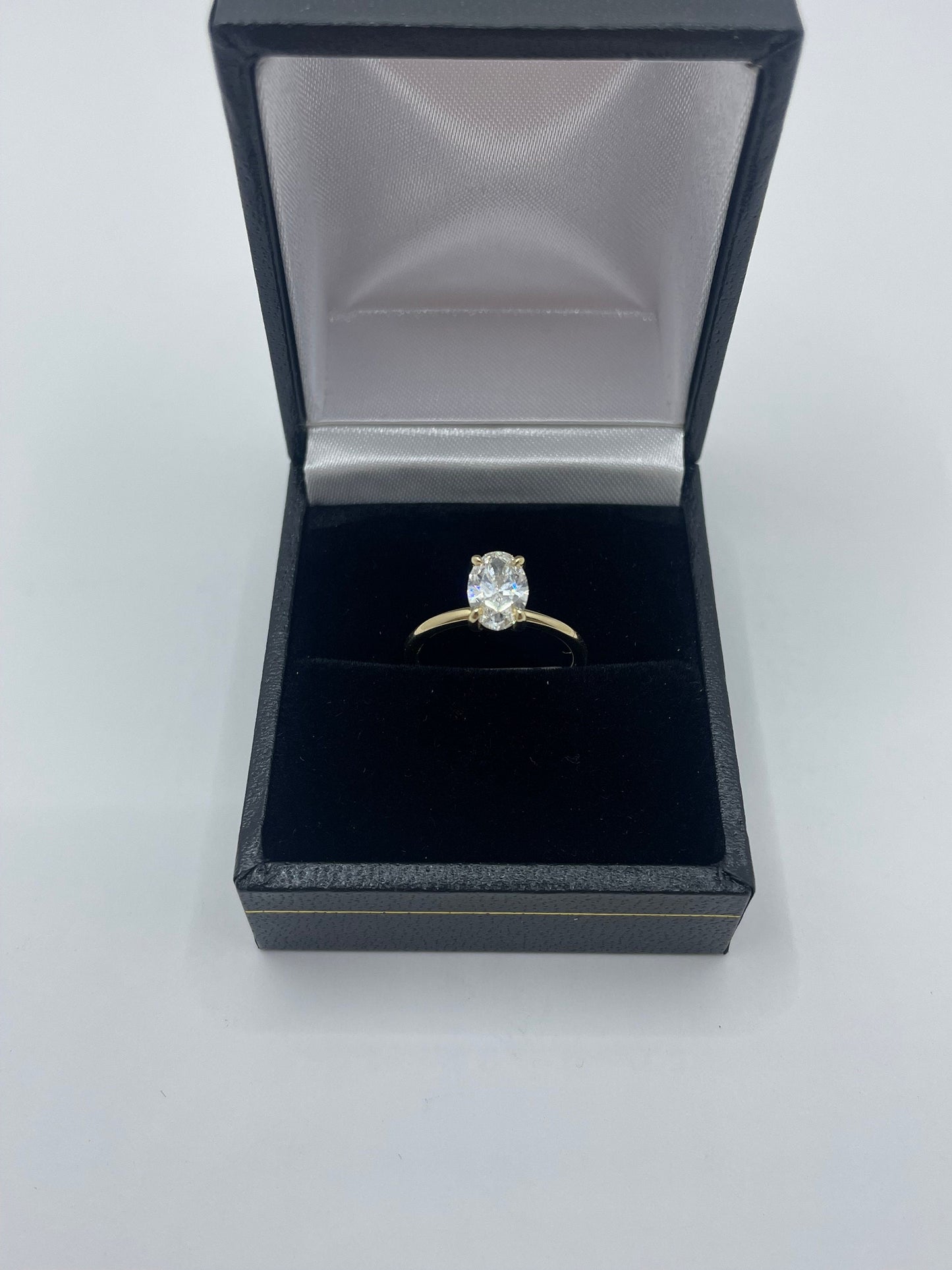 14k Yellow Gold Oval Solitaire Diamond Ring