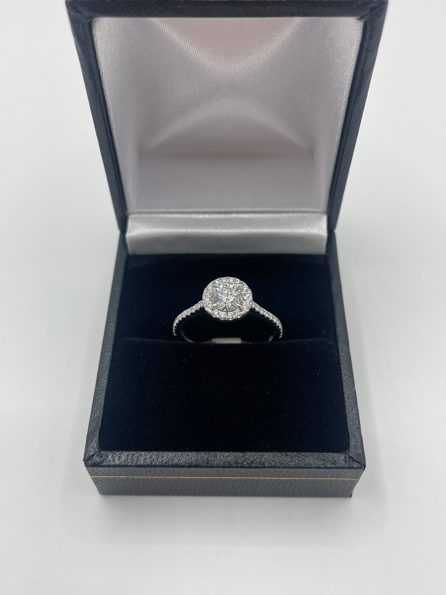 14k White Gold Round Halo Diamond Ring