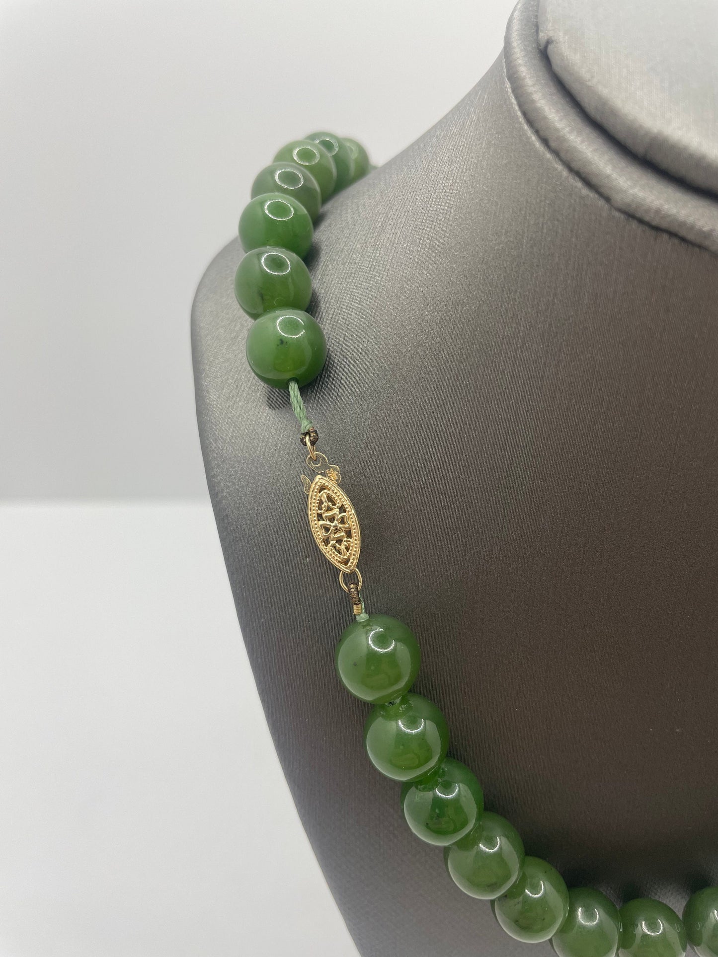 Jade Necklace with 14k Gold Clasp Lock