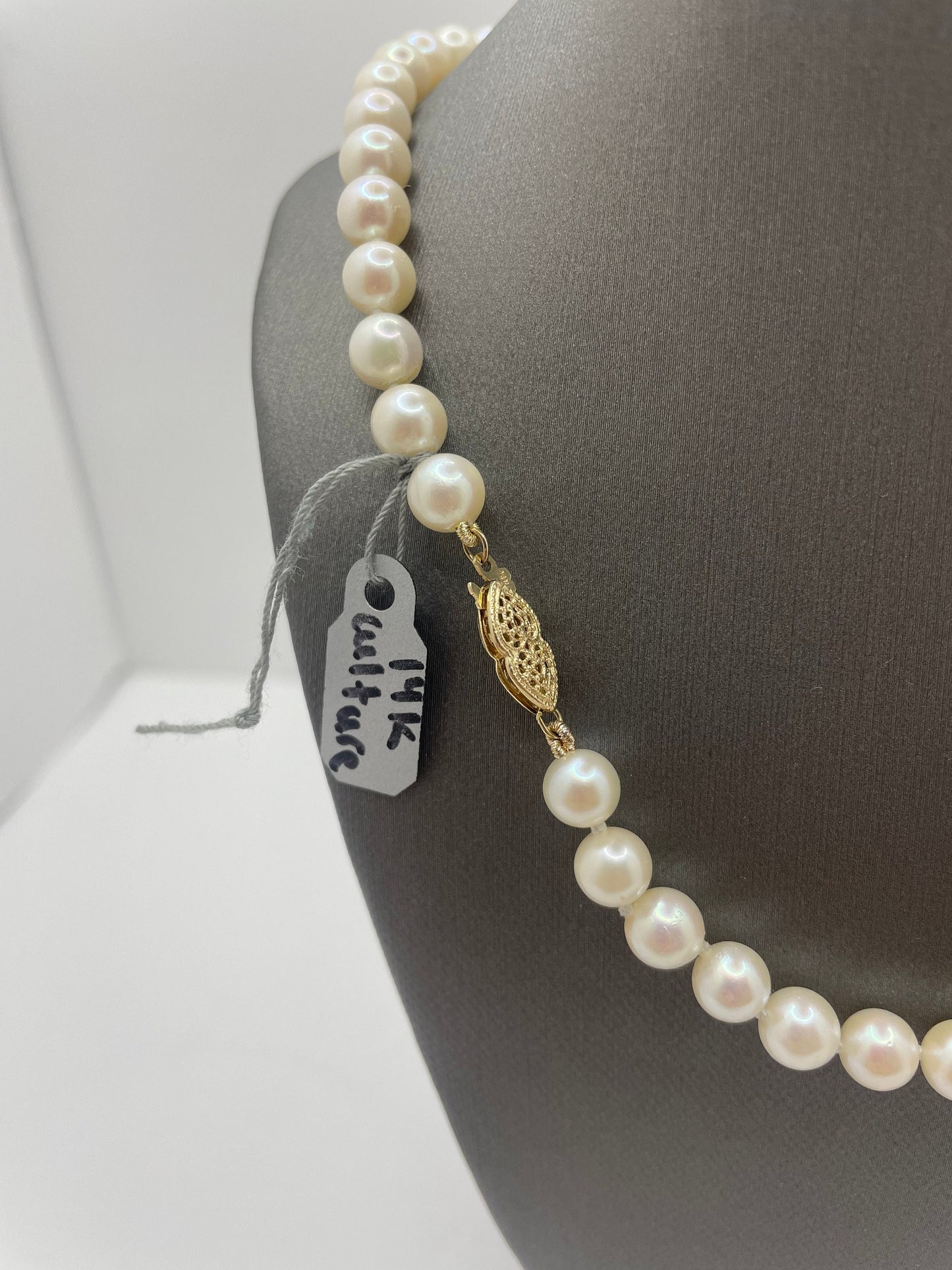 Pearl Necklace with 14k Gold Clasp Lock