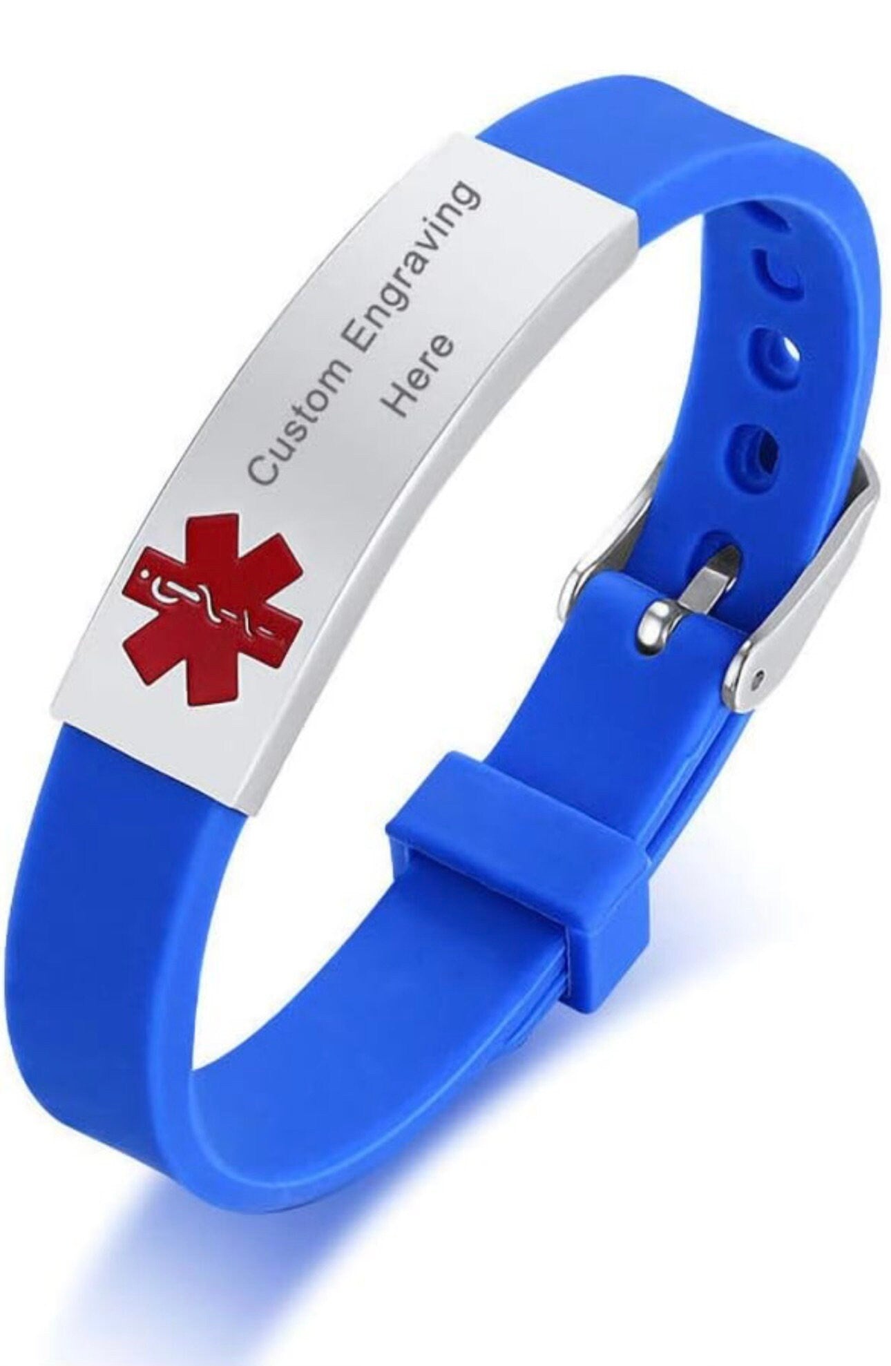 Silver Medical ID Bracelets 4 Colors W/ Free Engraving