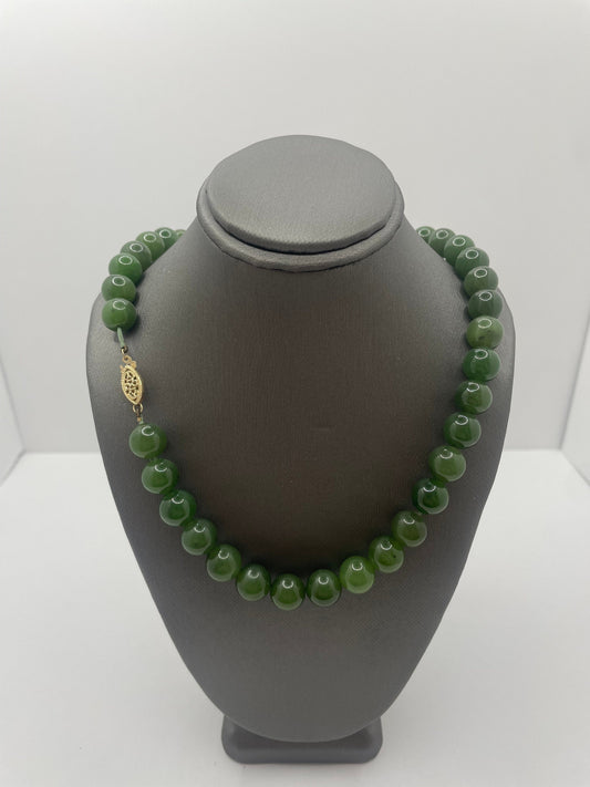 Jade Necklace with 14k Gold Clasp Lock