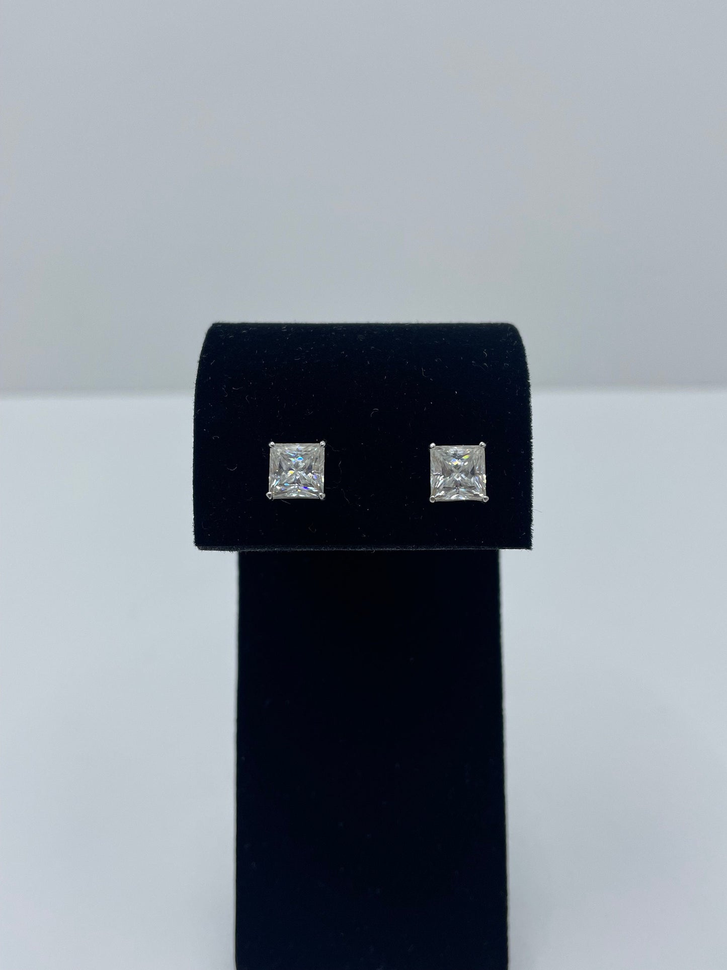 Princess Cut Moissanite Stud Earrings .925 Silver