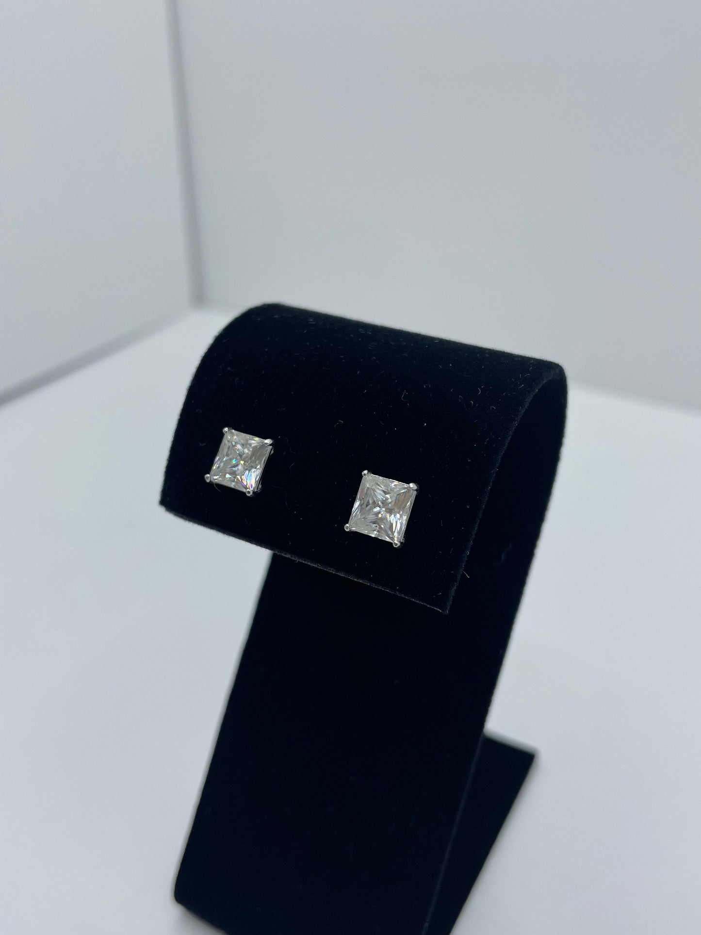 Princess Cut Moissanite Stud Earrings .925 Silver