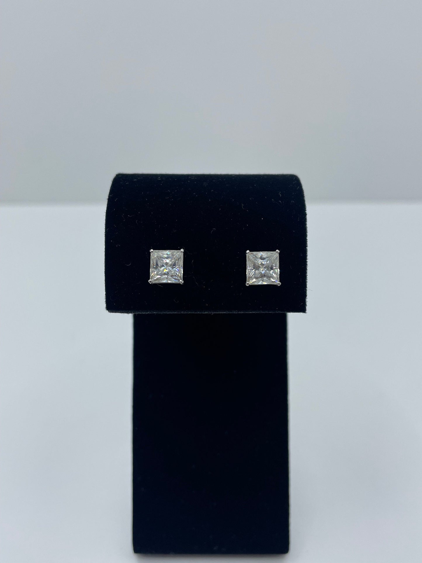 Princess Cut Moissanite Stud Earrings .925 Silver