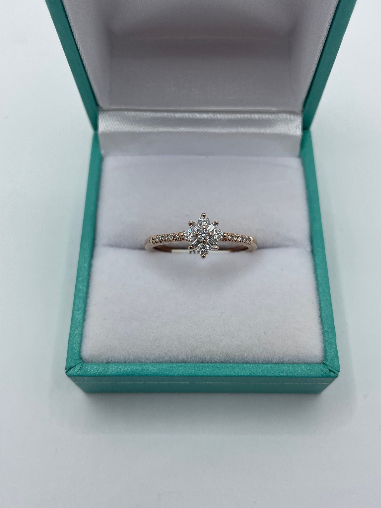 10k Rose Gold Baguette & Round Cut Diamond Ring