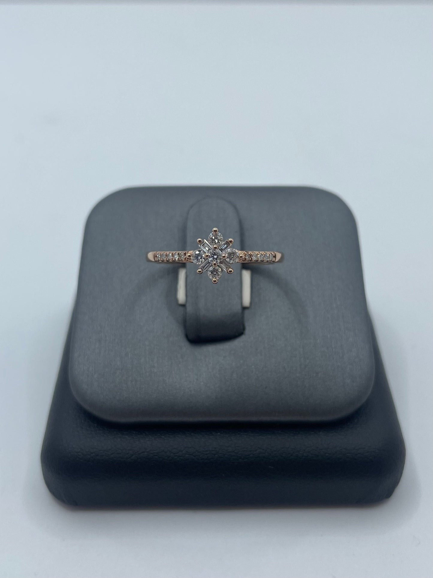 10k Rose Gold Baguette & Round Cut Diamond Ring