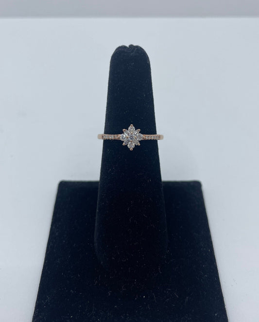 10k Rose Gold Baguette & Round Cut Diamond Ring