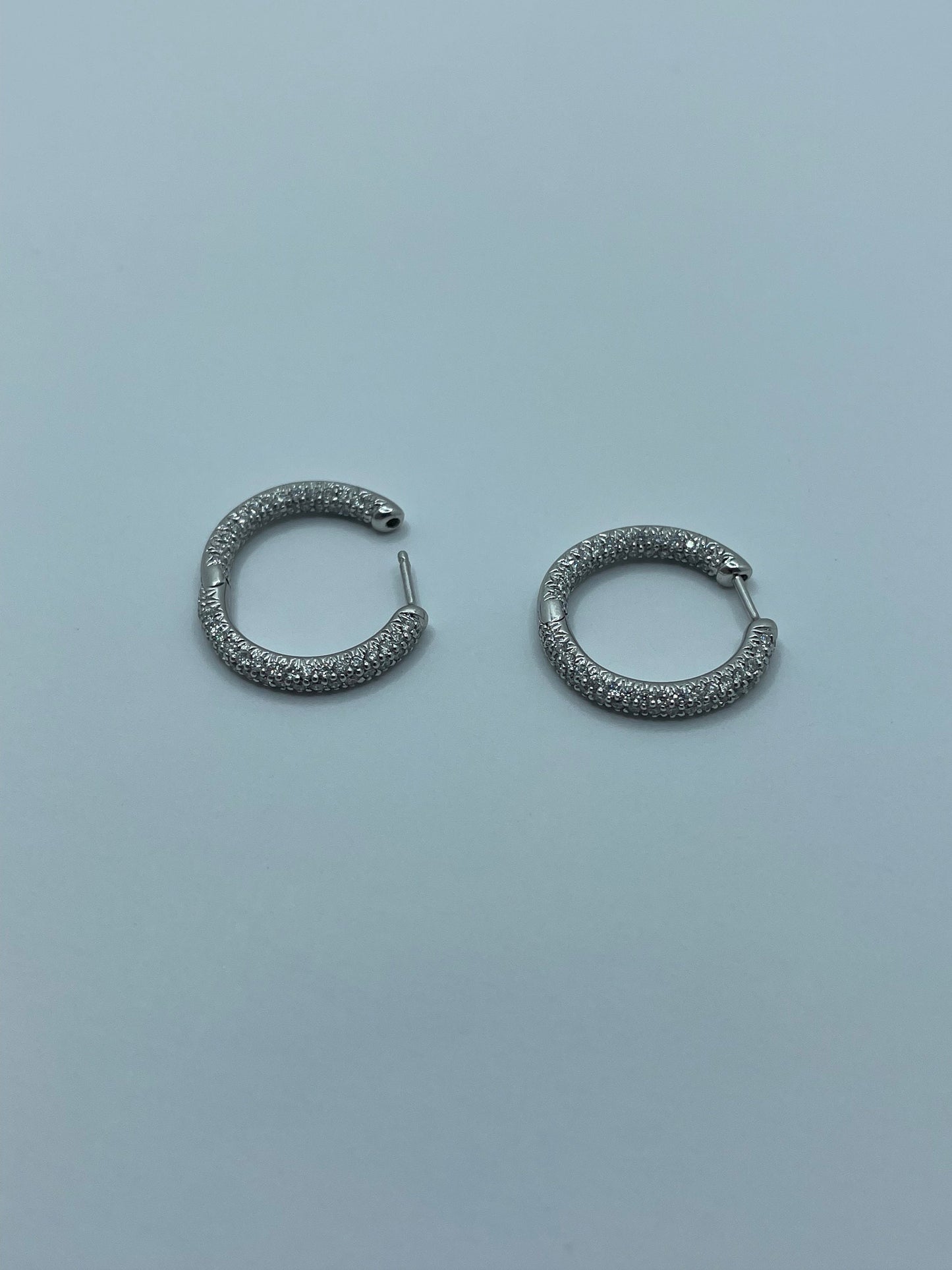 14k White Gold Diamond Inside Out Hoop Earrings