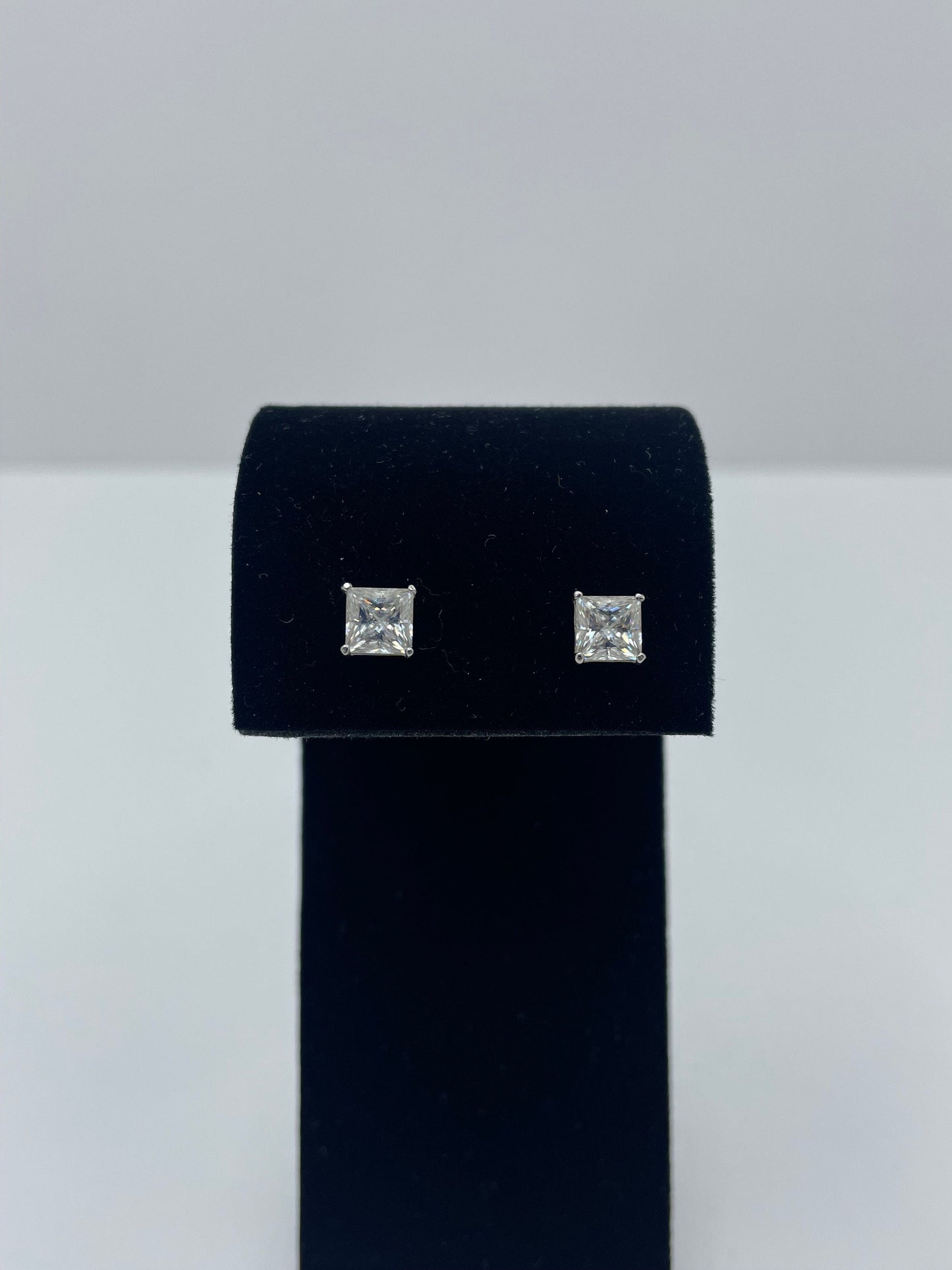 Princess Cut Moissanite Stud Earrings .925 Silver