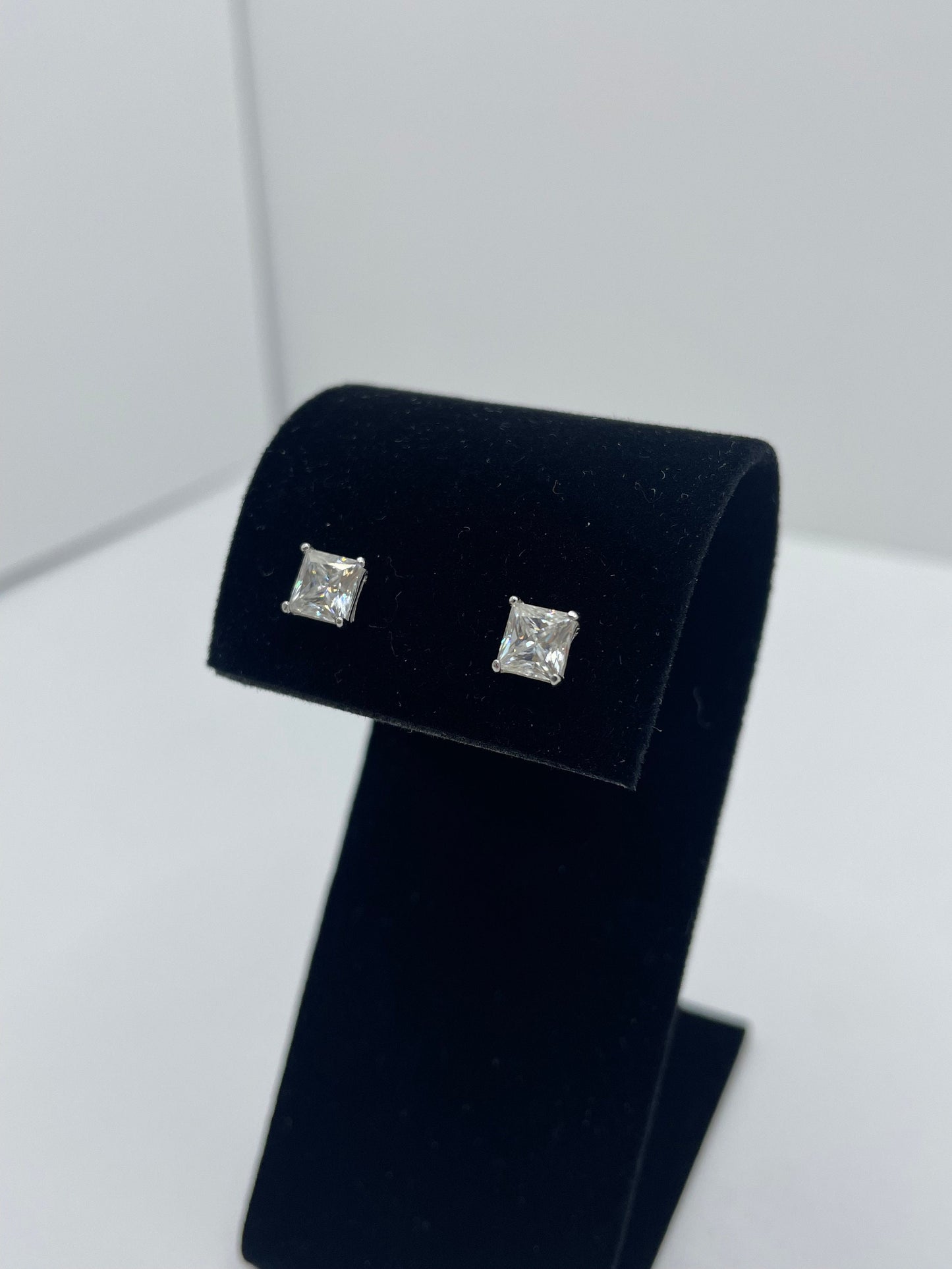 Princess Cut Moissanite Stud Earrings .925 Silver