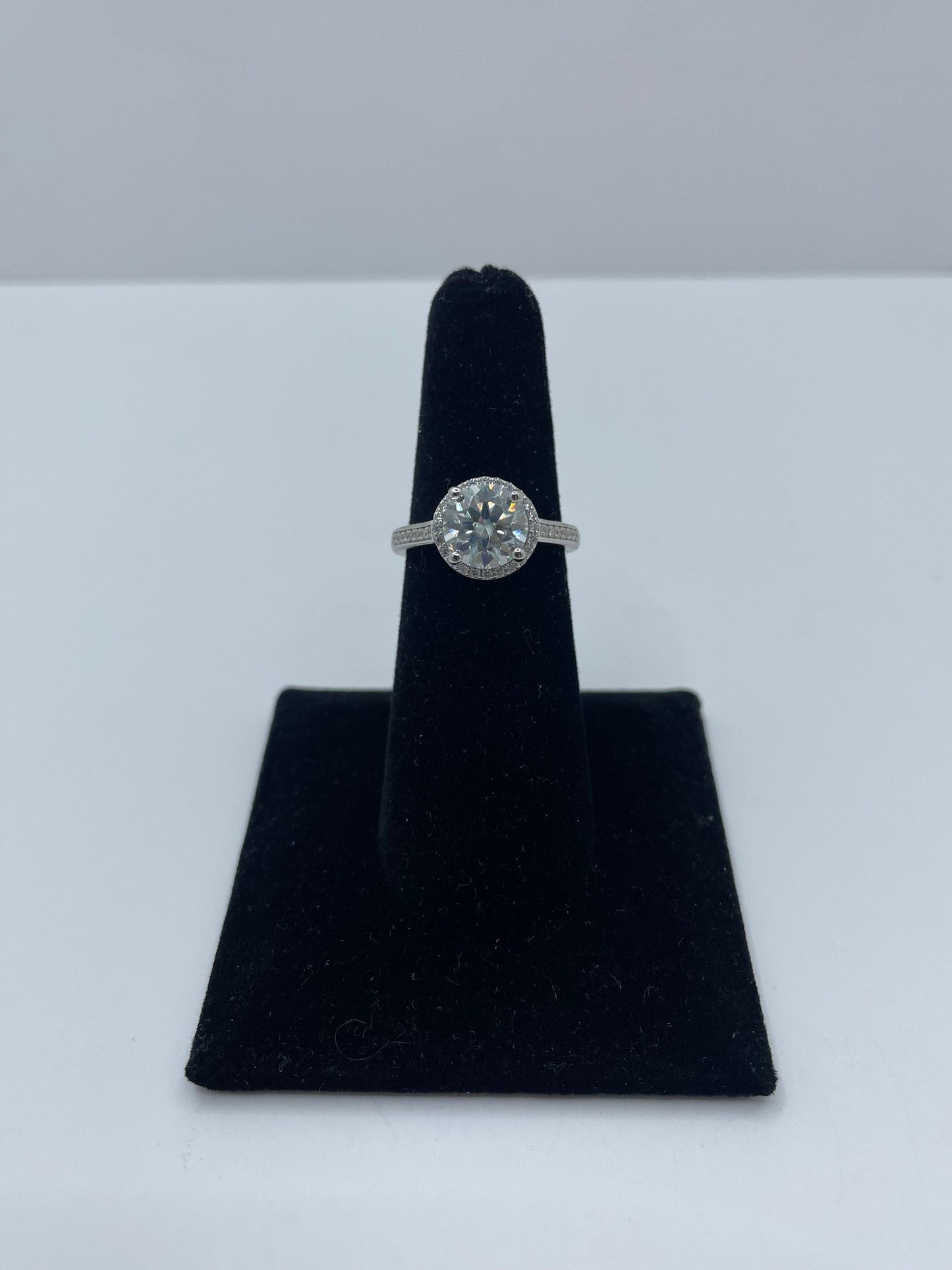 Moissanite Halo Ring .925 Silver