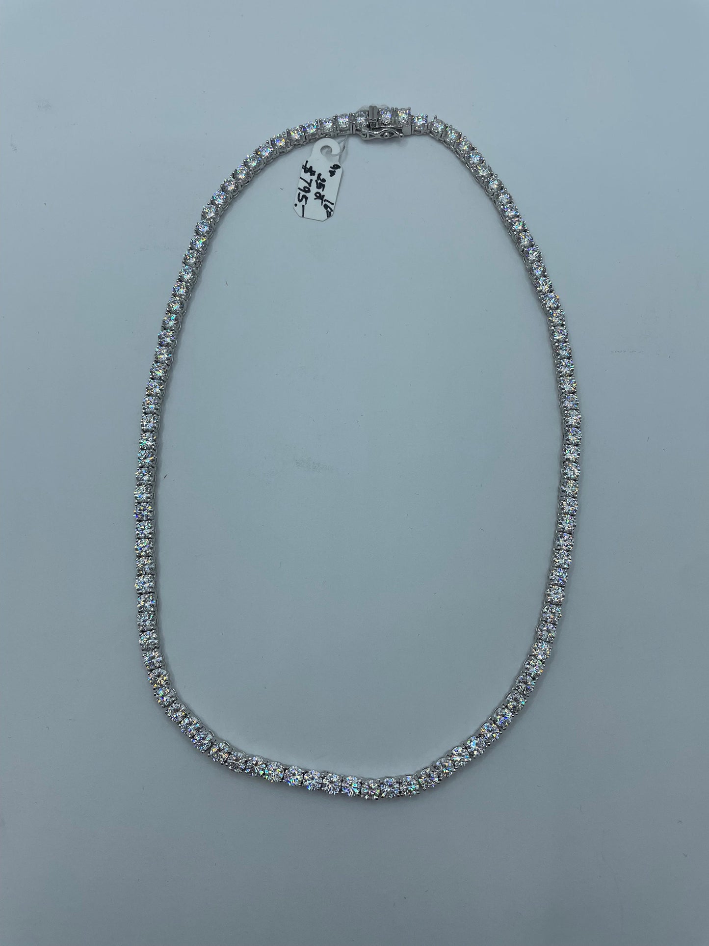 Moissanite Tennis Chain .925 Silver 16 inch