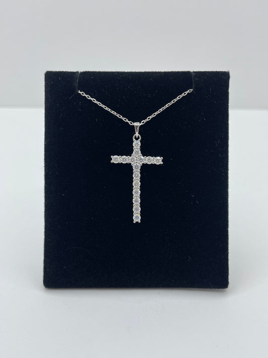 Moissanite Cross Pendant .925 Silver