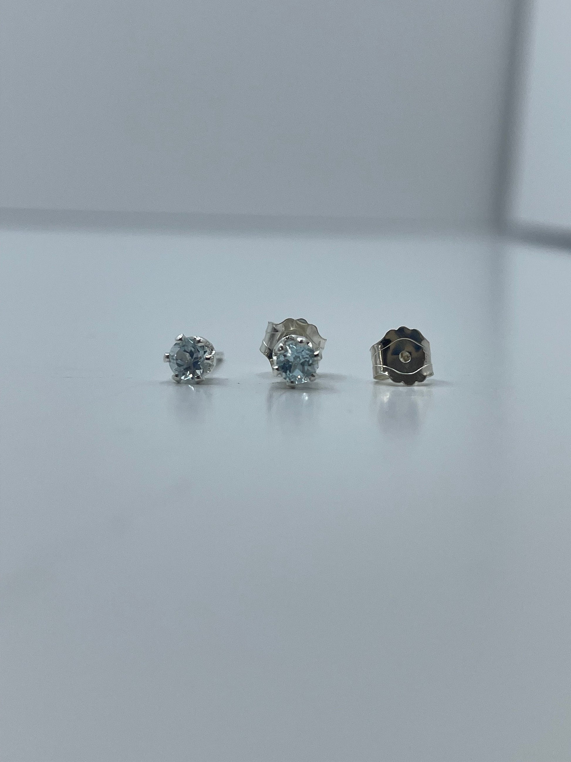 Light Blue Topaz Stud Earrings .925 Silver