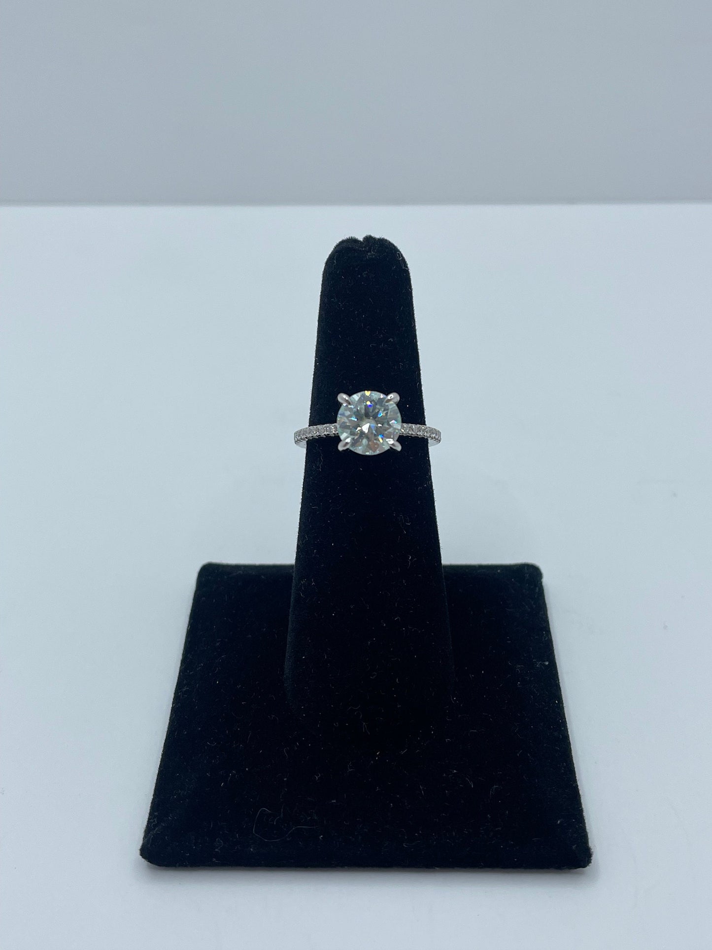 Moissanite Ring with Hidden Halo .925 Silver