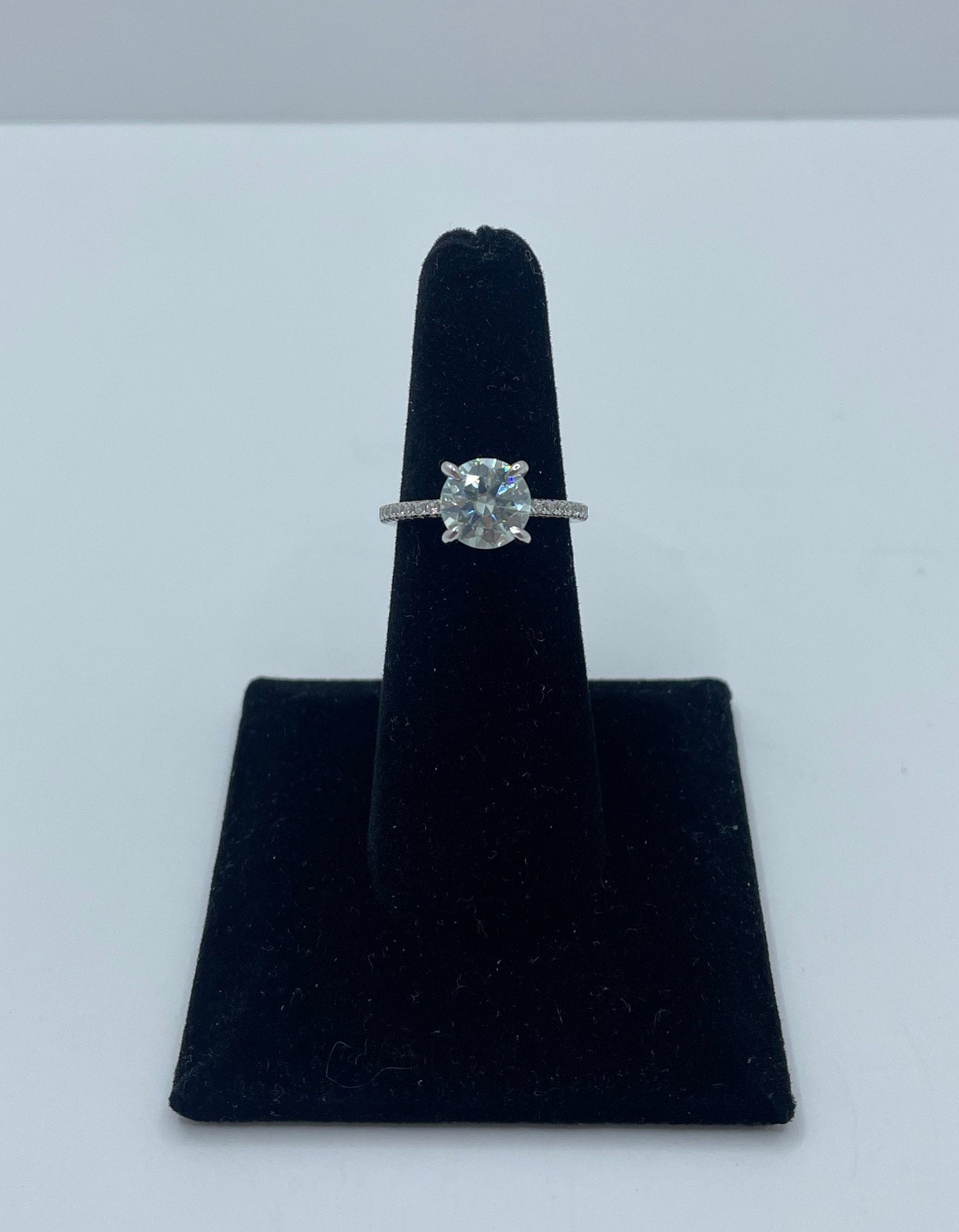 Moissanite Ring with Hidden Halo .925 Silver