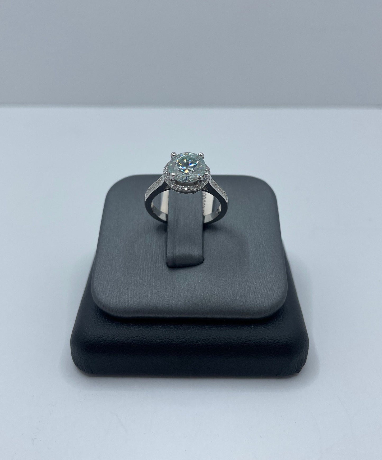 Moissanite Halo Ring .925 Silver